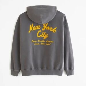 Abercrombie & Fitch Men Muscle Full Zip Hoodie NY Spell Out Thrash Lightweight